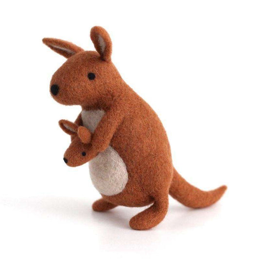 Needle Felted Red Kangaroo w/ Joey