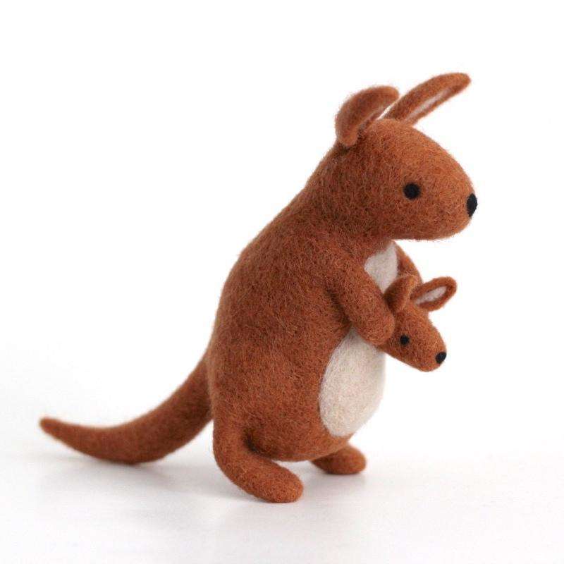 Needle Felted Red Kangaroo w/ Joey by Wild Whimsy Woolies