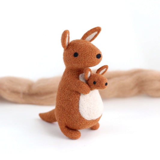 Needle Felted Red Kangaroo w/ Joey