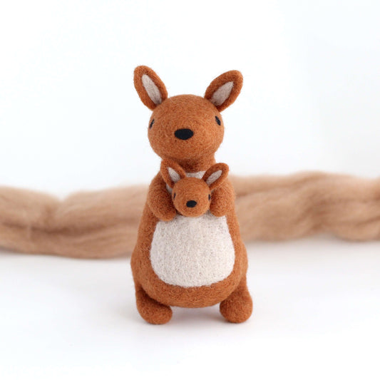 Needle Felted Red Kangaroo w/ Joey