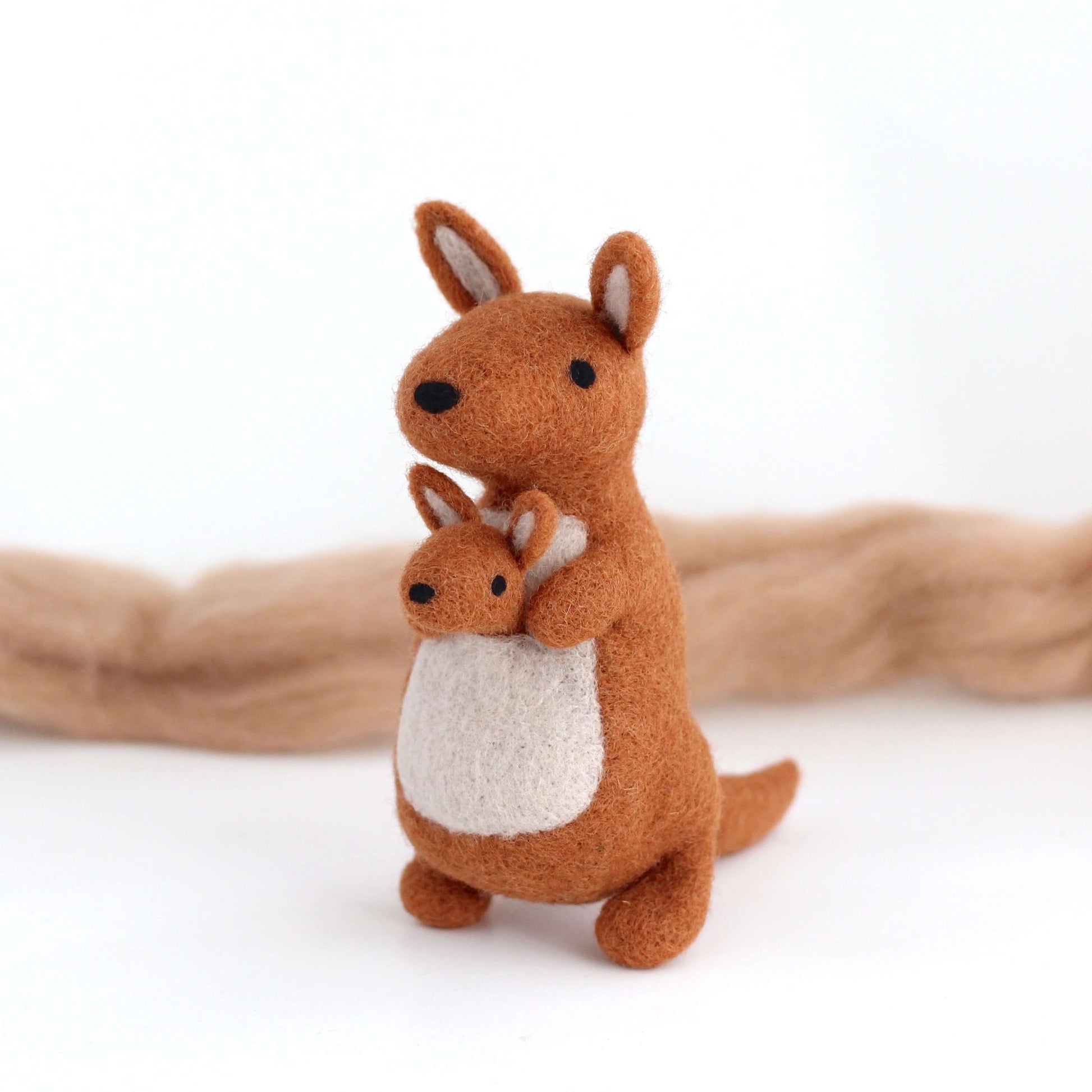 Needle Felted Red Kangaroo w/ Joey by Wild Whimsy Woolies