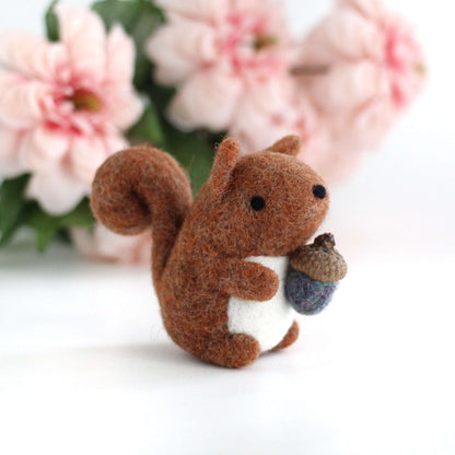 Needle Felted Red-Orange Squirrel with Magical Acorn by Wild Whimsy Woolies