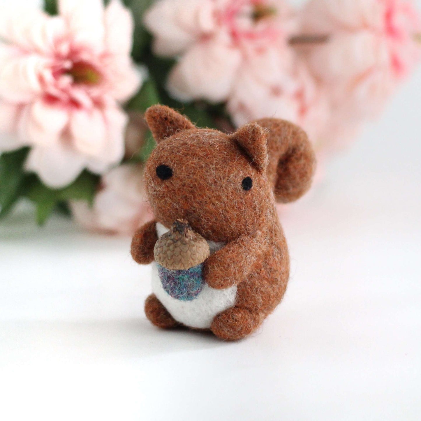 Needle Felted Red-Orange Squirrel with Magical Acorn