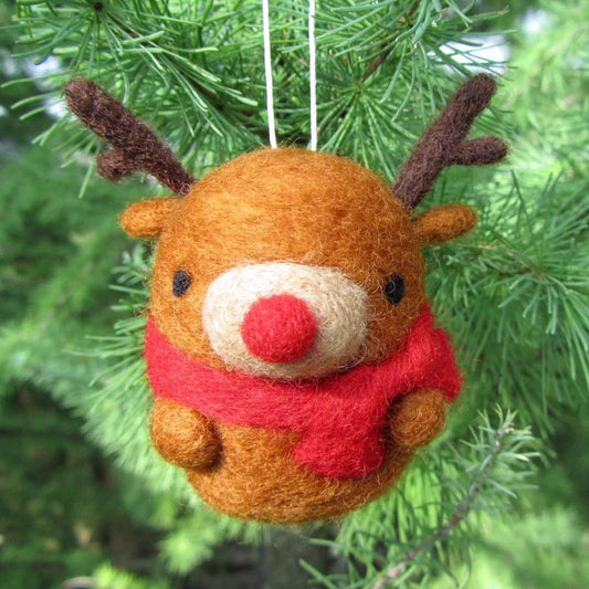 Needle Felted Reindeer Ornament