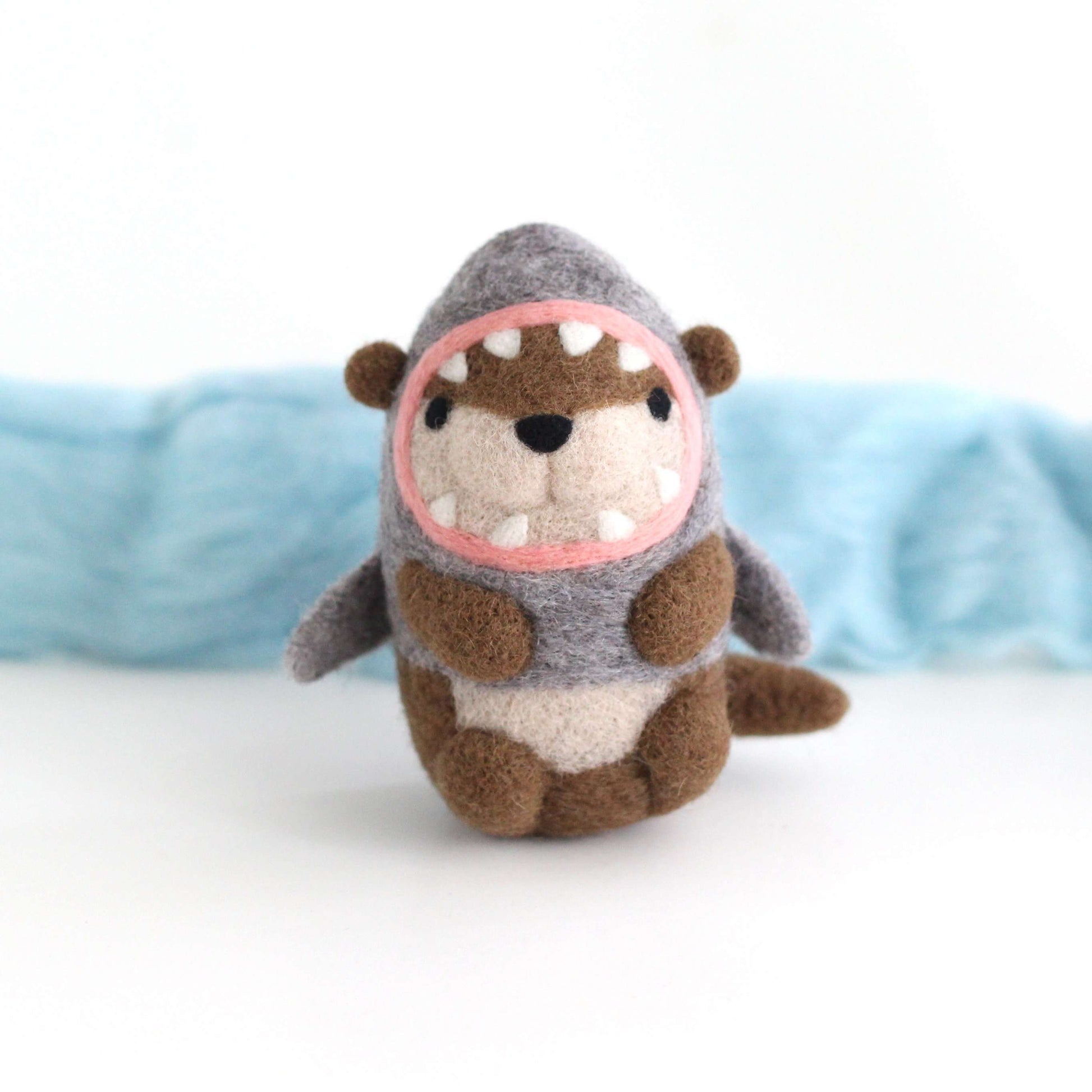 Needle Felted River Otter in a Shark Costume by Wild Whimsy Woolies