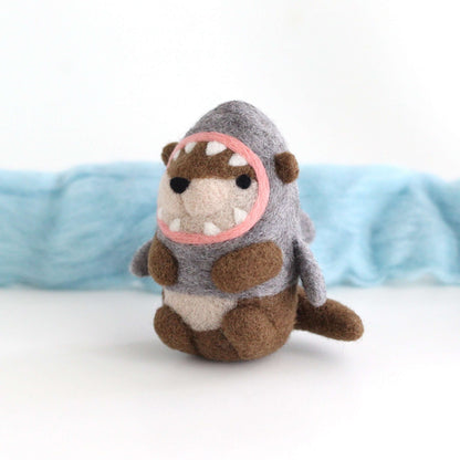 Needle Felted River Otter in a Shark Costume by Wild Whimsy Woolies