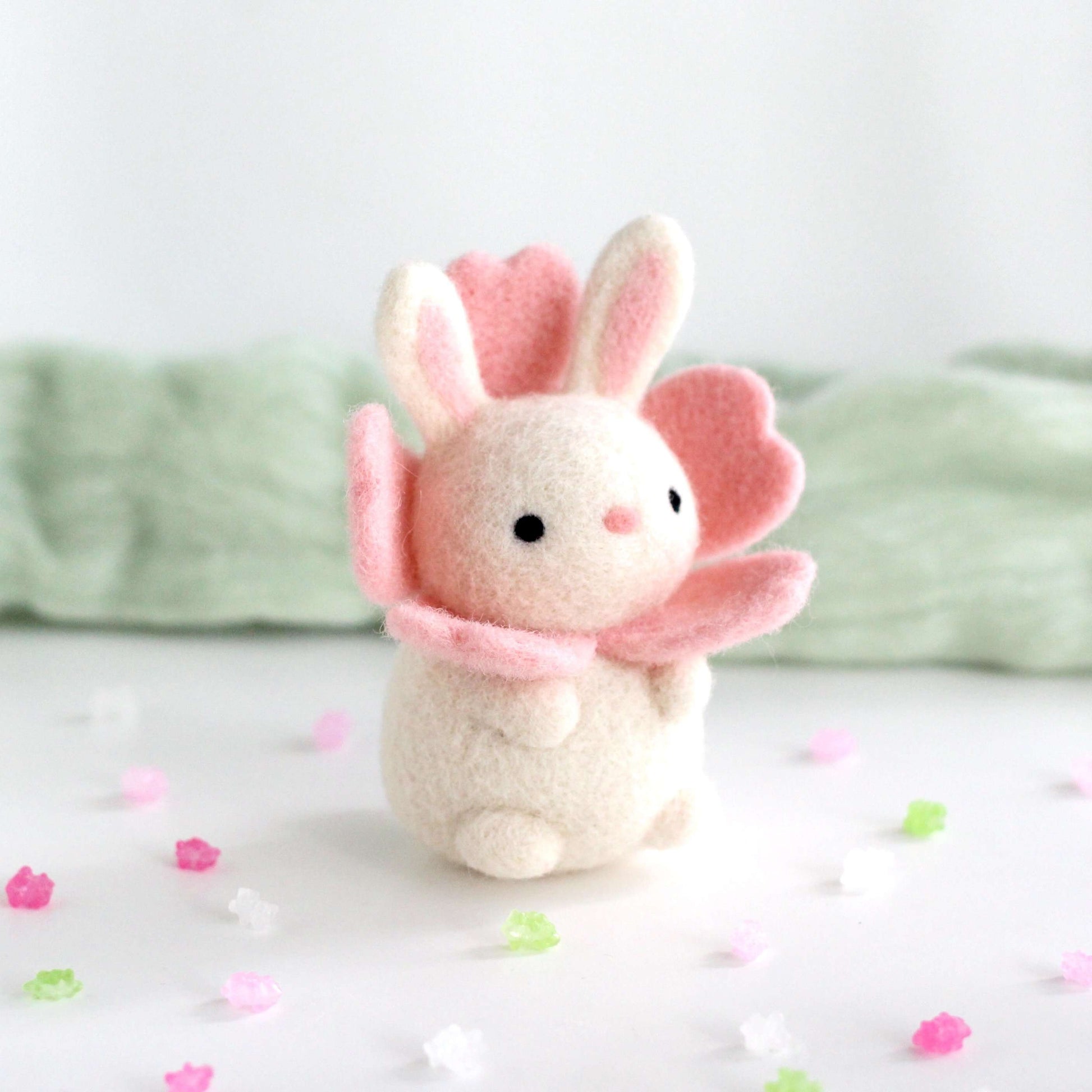 Needle Felted Sakura Bunny by Wild Whimsy Woolies