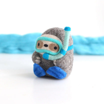Needle Felted Scuba Diver Sloth by Wild Whimsy Woolies