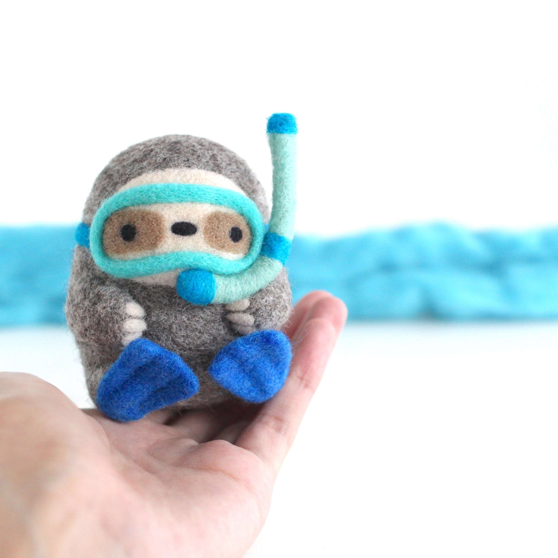 Needle Felted Scuba Diver Sloth by Wild Whimsy Woolies