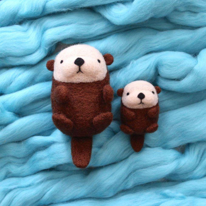 Needle Felted Sea Otter Mum and Baby Wild Whimsy Woolies