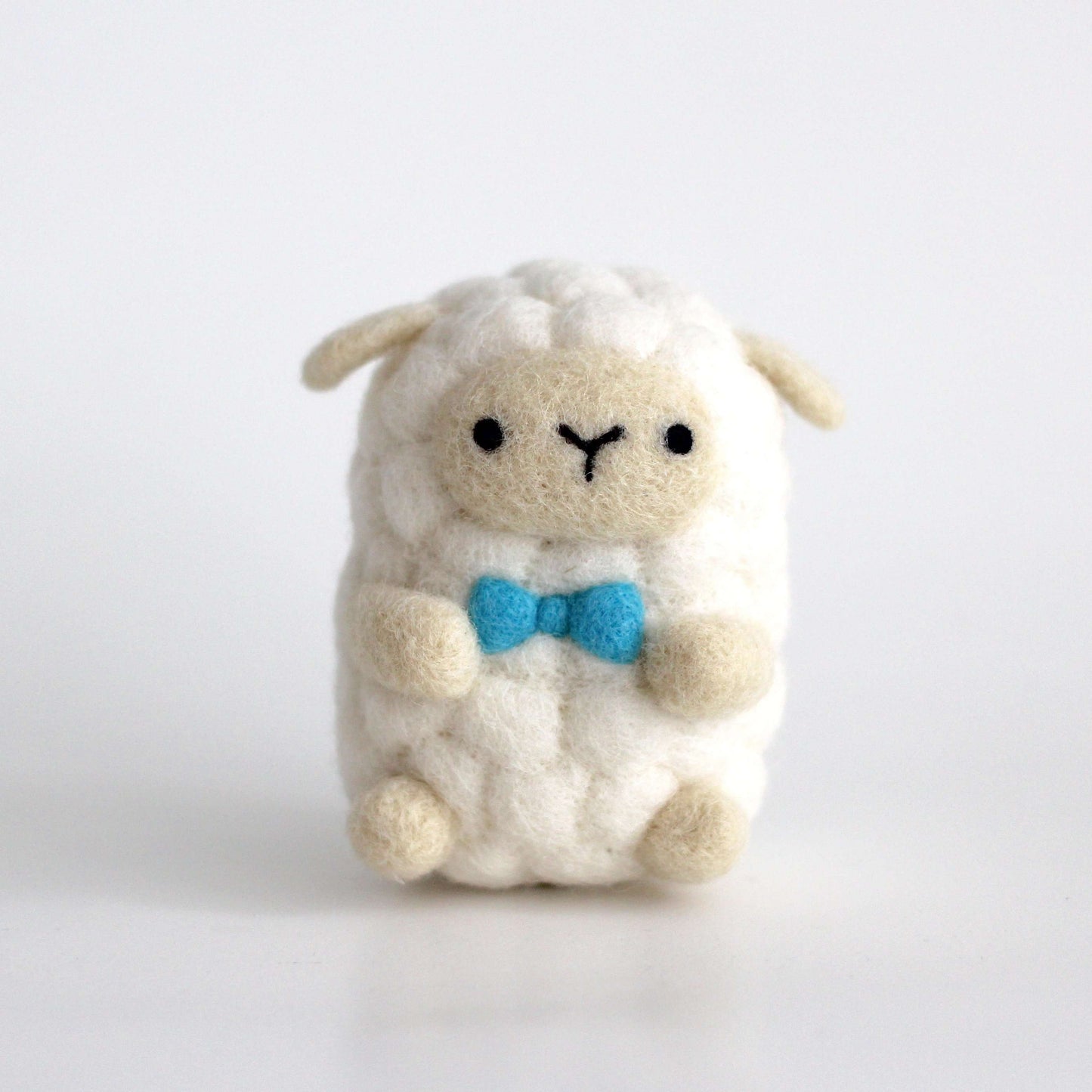 Needle Felted Sheep wearing Blue Bow Tie by Wild Whimsy Woolies