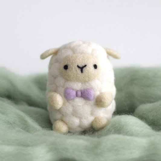 Needle Felted Sheep wearing Purple Bow Tie