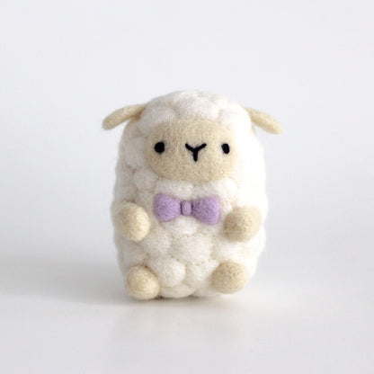Needle Felted Sheep wearing Purple Bow Tie by Wild Whimsy Woolies
