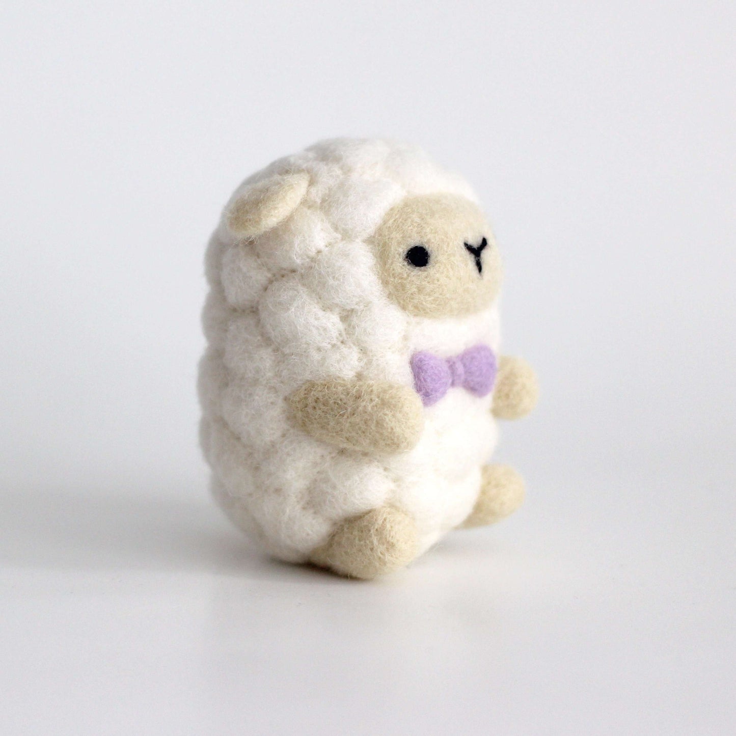 Needle Felted Sheep wearing Purple Bow Tie by Wild Whimsy Woolies