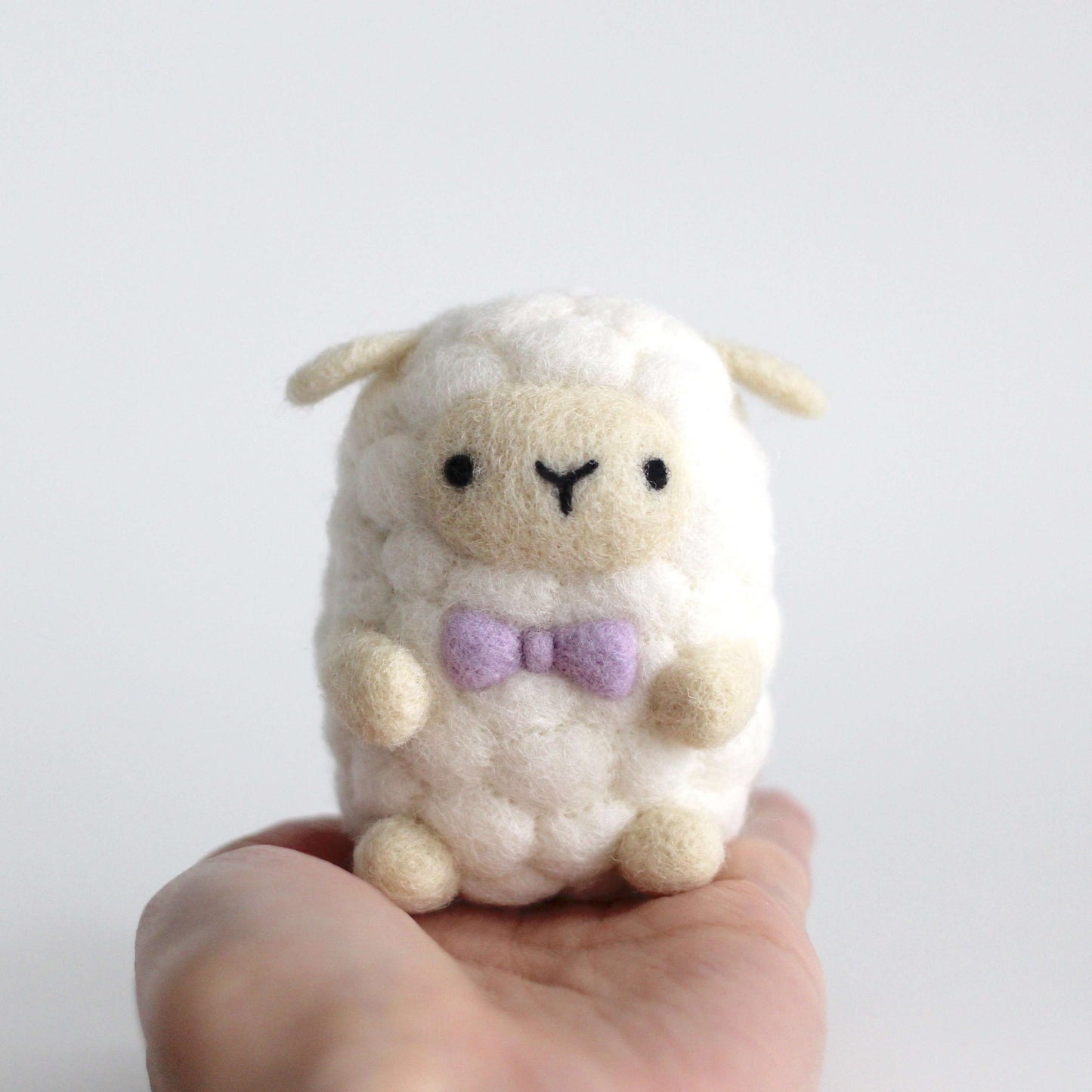 Needle Felted Sheep wearing Purple Bow Tie