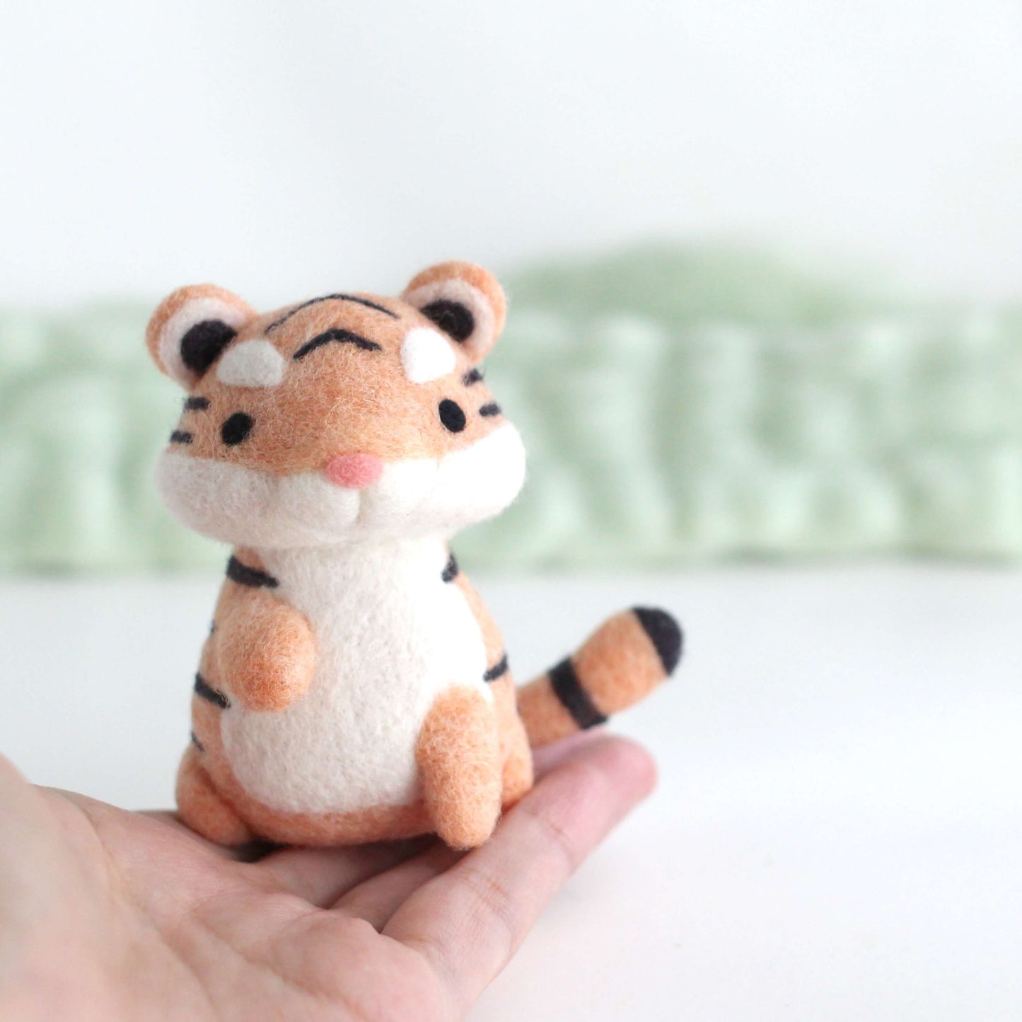 Needle Felted Sitting Tiger Cub by Wild Whimsy Woolies