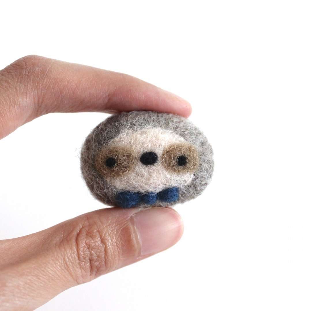 Needle Felted Sloth Brooch by Wild Whimsy Woolies