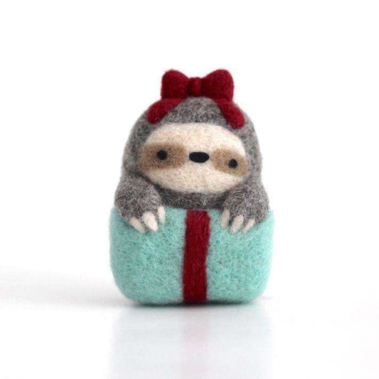 Needle Felted Sloth in a Gift Box