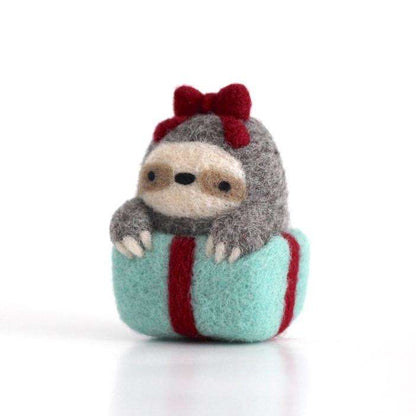 Needle Felted Sloth in a Gift Box by Wild Whimsy Woolies