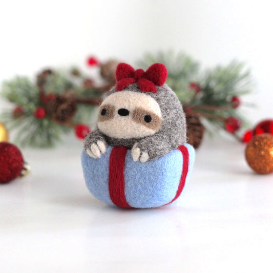 Needle Felted Sloth in a Gift Box