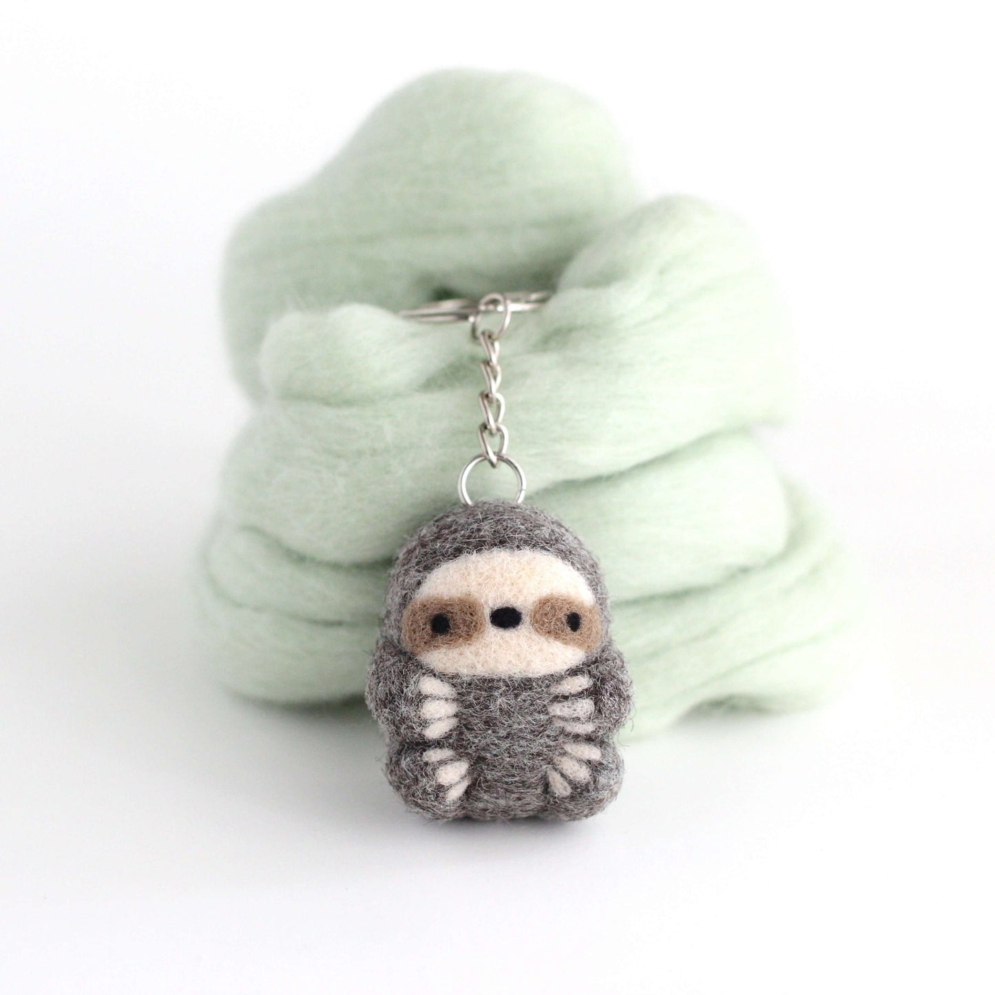 Needle Felted Sloth Keychain