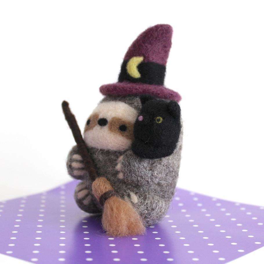 Needle Felted Sloth Witch by Wild Whimsy Woolies