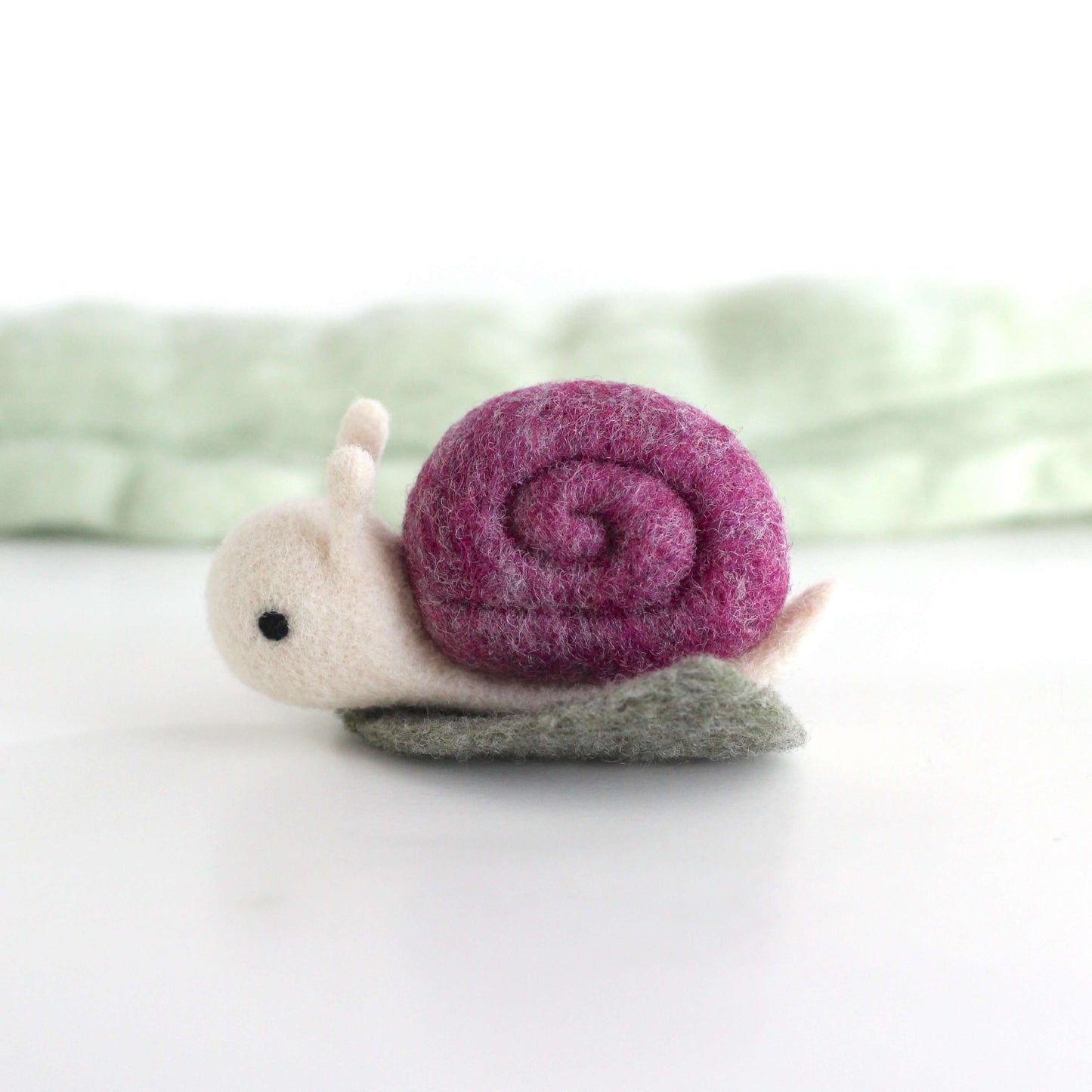 Needle Felted Snail on a Leaf (Purple)