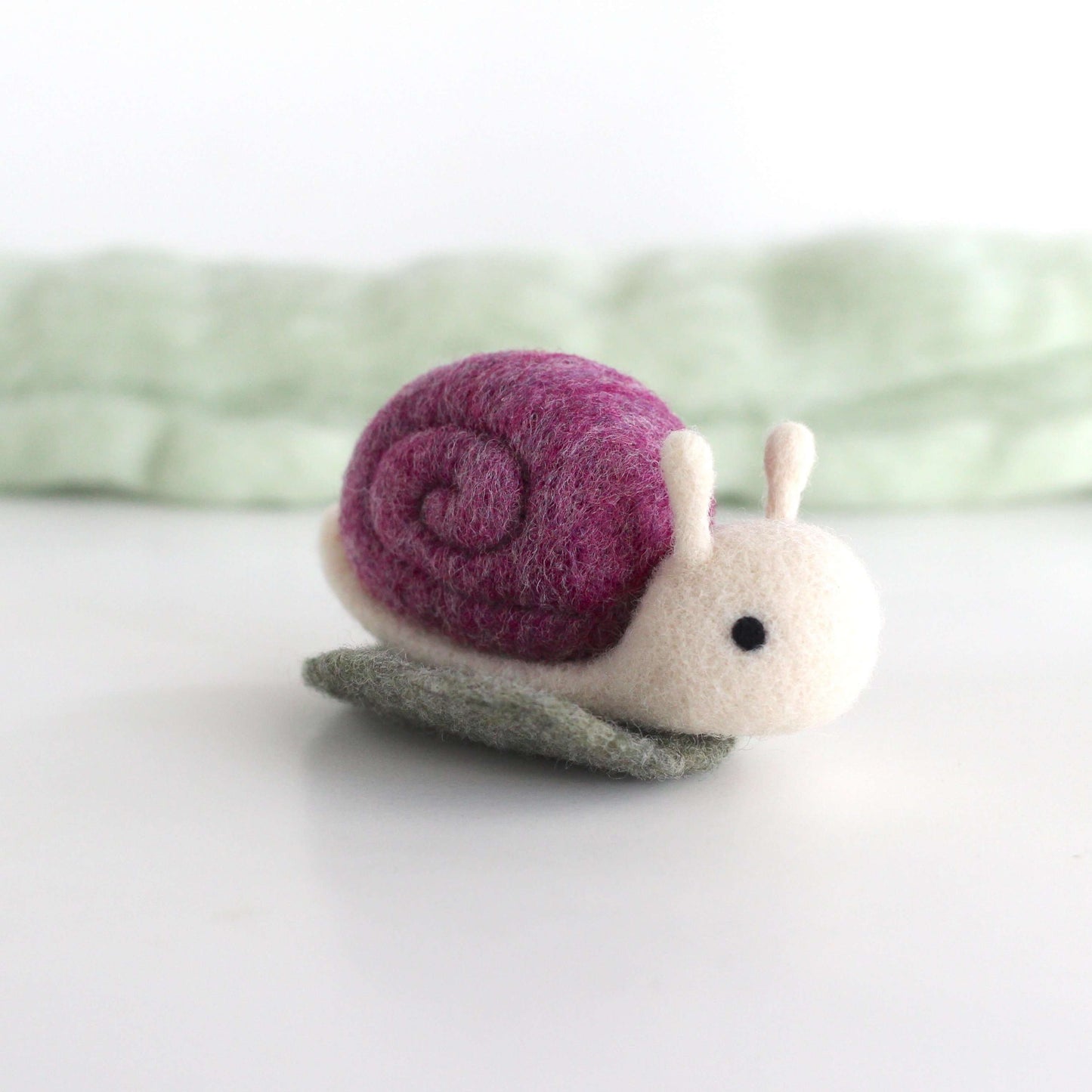 Needle Felted Snail on a Leaf (Purple) by Wild Whimsy Woolies