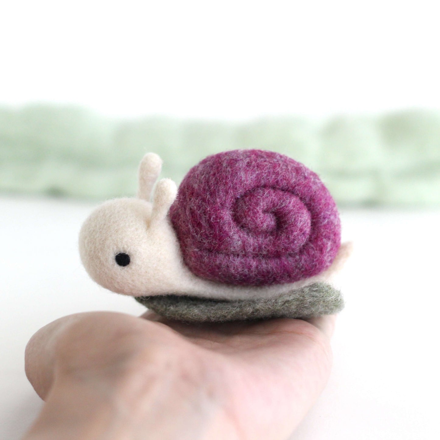 Needle Felted Snail on a Leaf (Purple)