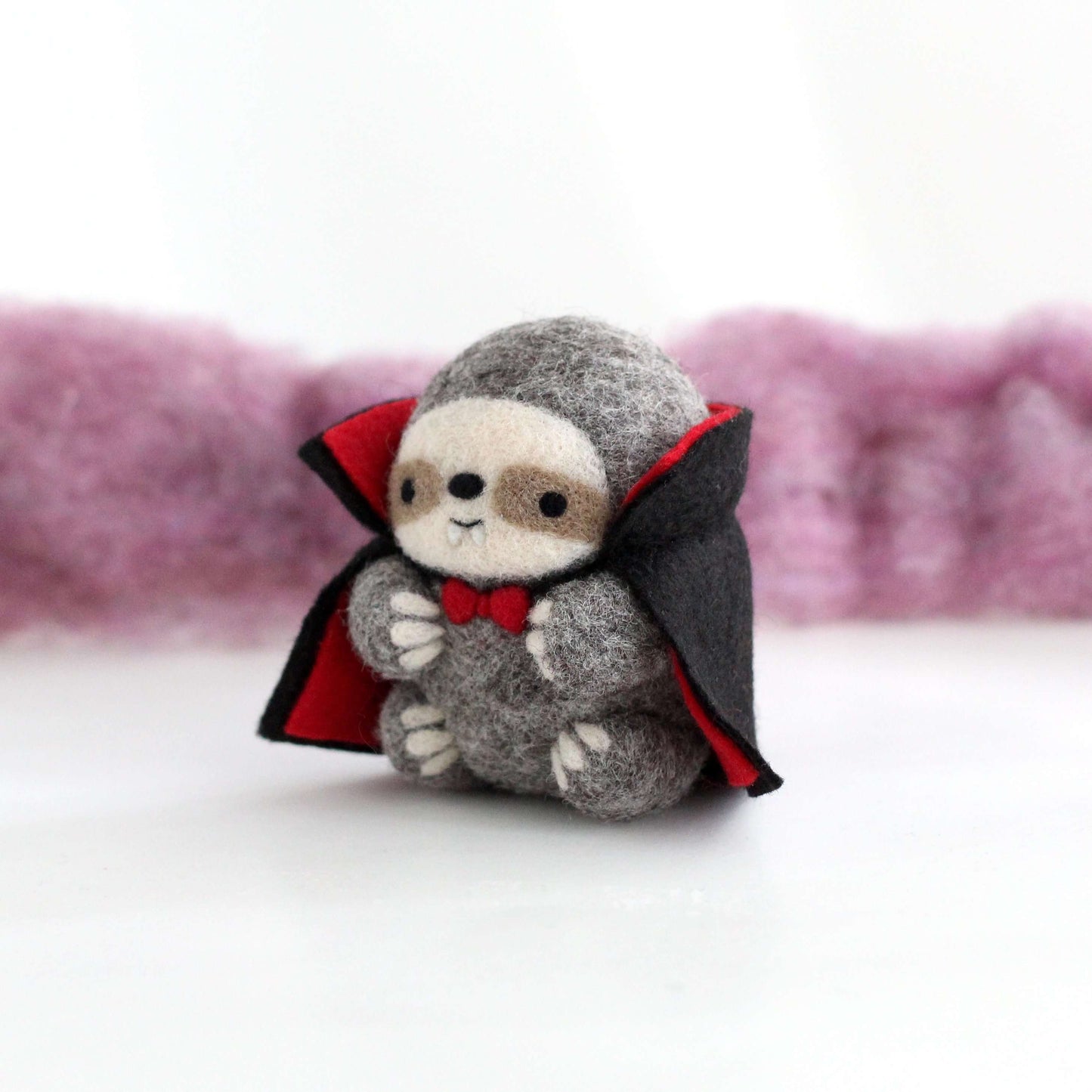 Needle Felted Vampire Sloth by Wild Whimsy Woolies