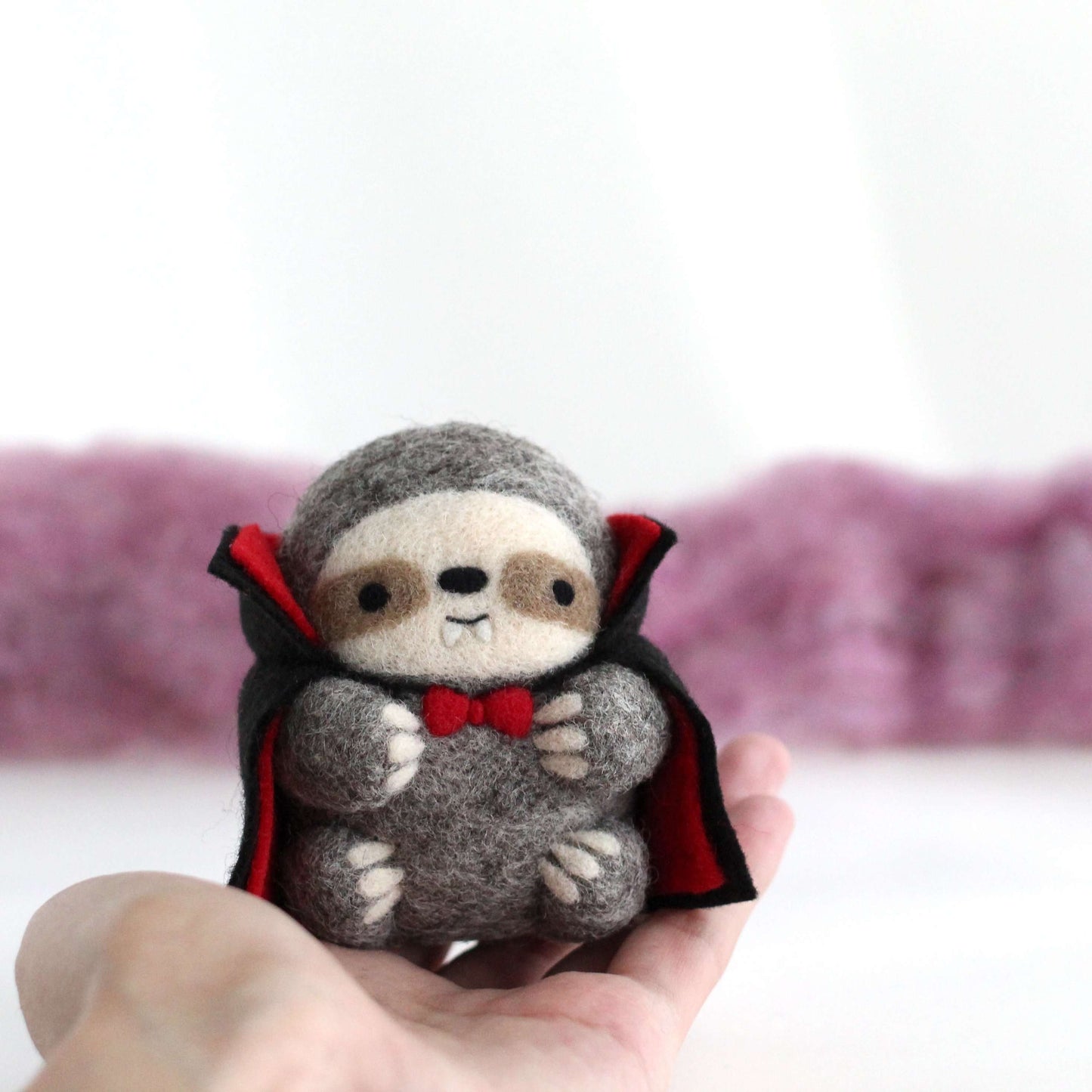 Needle Felted Vampire Sloth by Wild Whimsy Woolies