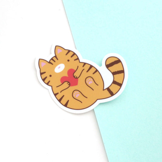 Orange Tabby Cat Vinyl Sticker - Cute Cat Sticker - Cat Stationery by Wild Whimsy Woolies