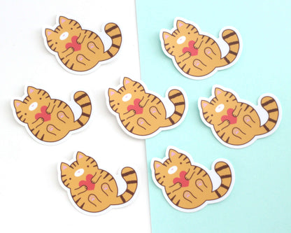 Orange Tabby Cat Vinyl Sticker - Cute Cat Stationery