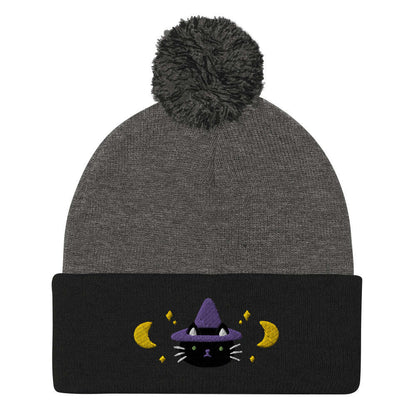 Cat Witch Pom-Pom Beanie. Halloween Fall / Winter Hat by Wild Whimsy Woolies