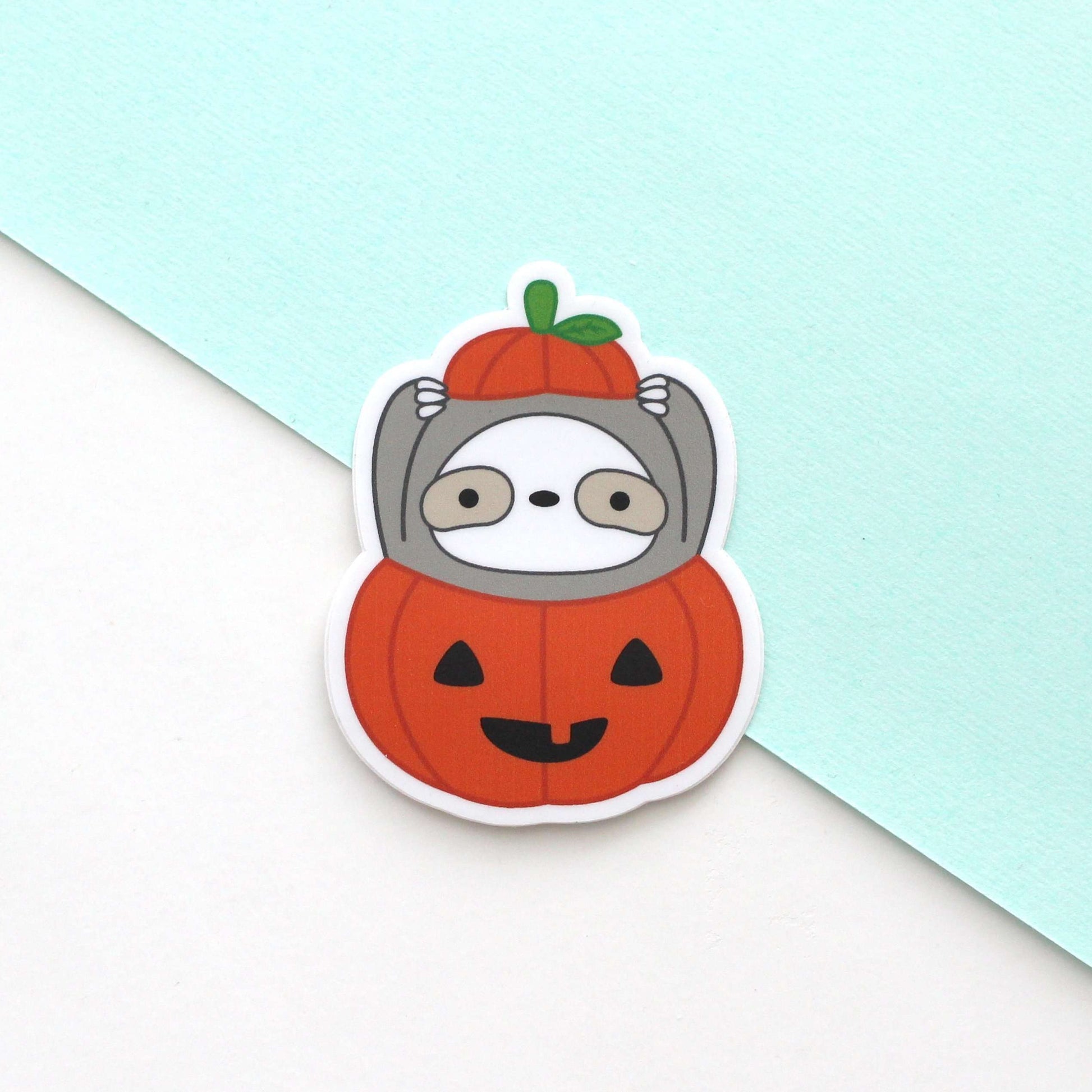 Pumpkin Sloth Vinyl Sticker - Cute Halloween Sloth in Jack-o'-Lantern Sticker