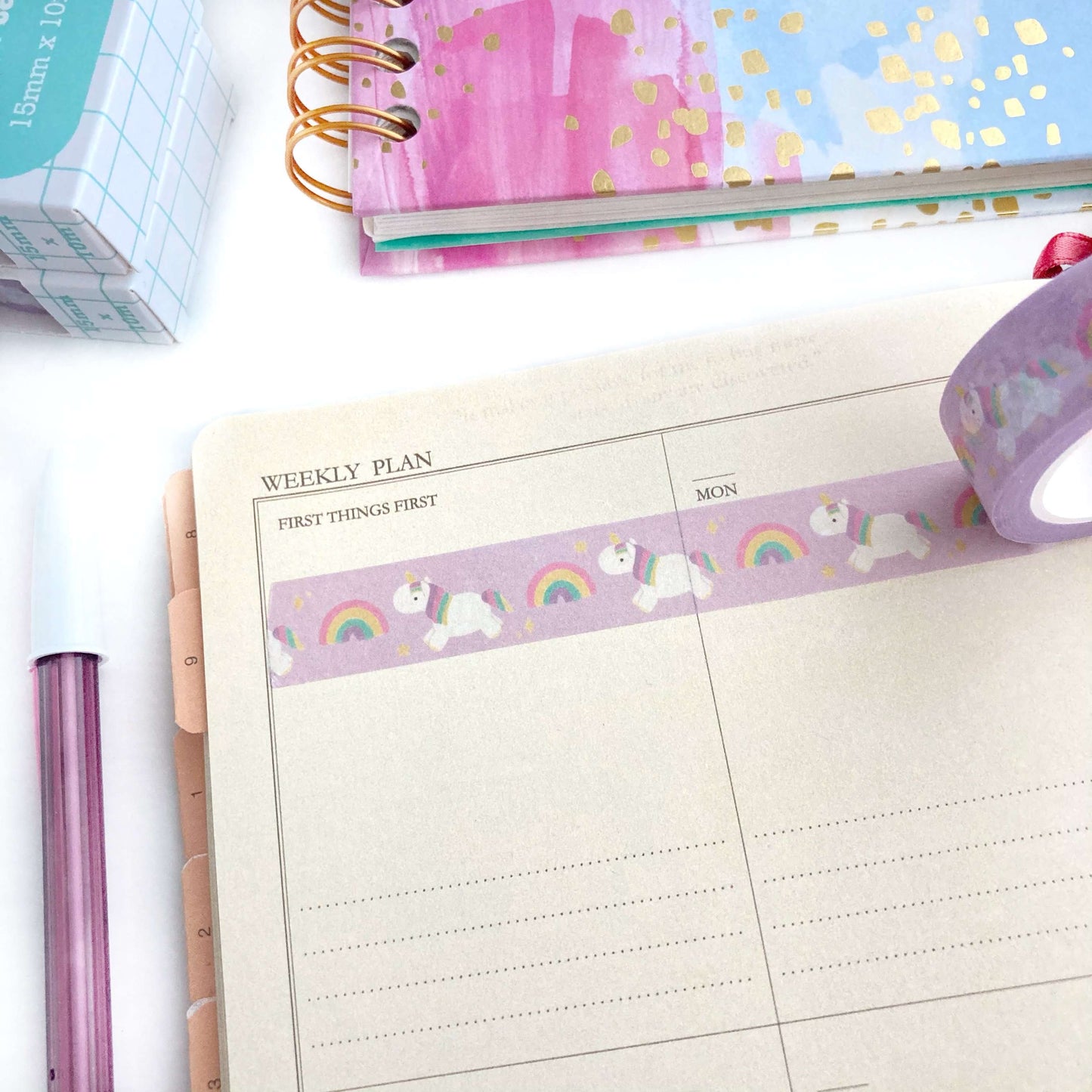 Rainbow Unicorn Washi Tape - Unicorn Stationery Gift