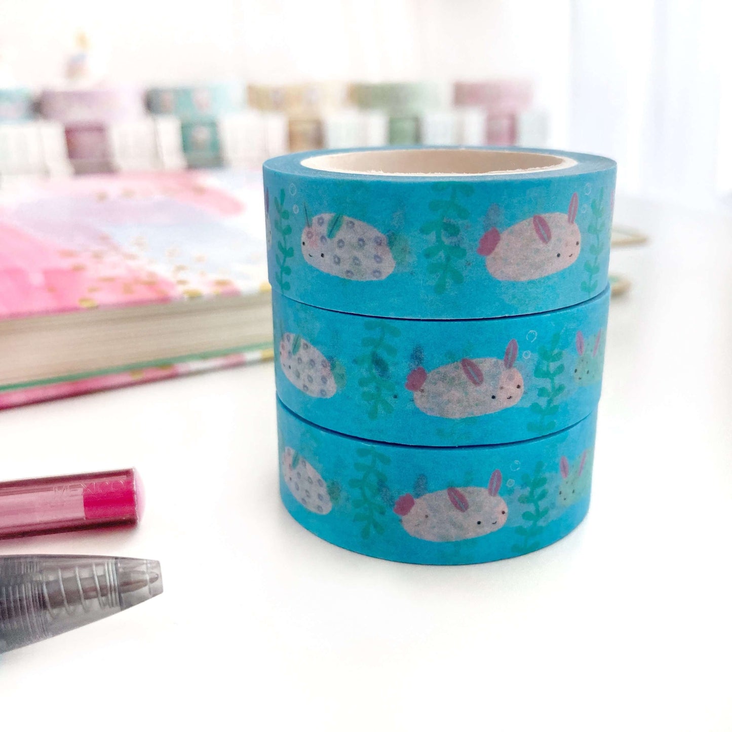 Sea Bunnies Washi Tape - Decorative Tape - Ocean Life - Sea Creatures - Aquatic Animal Stationery