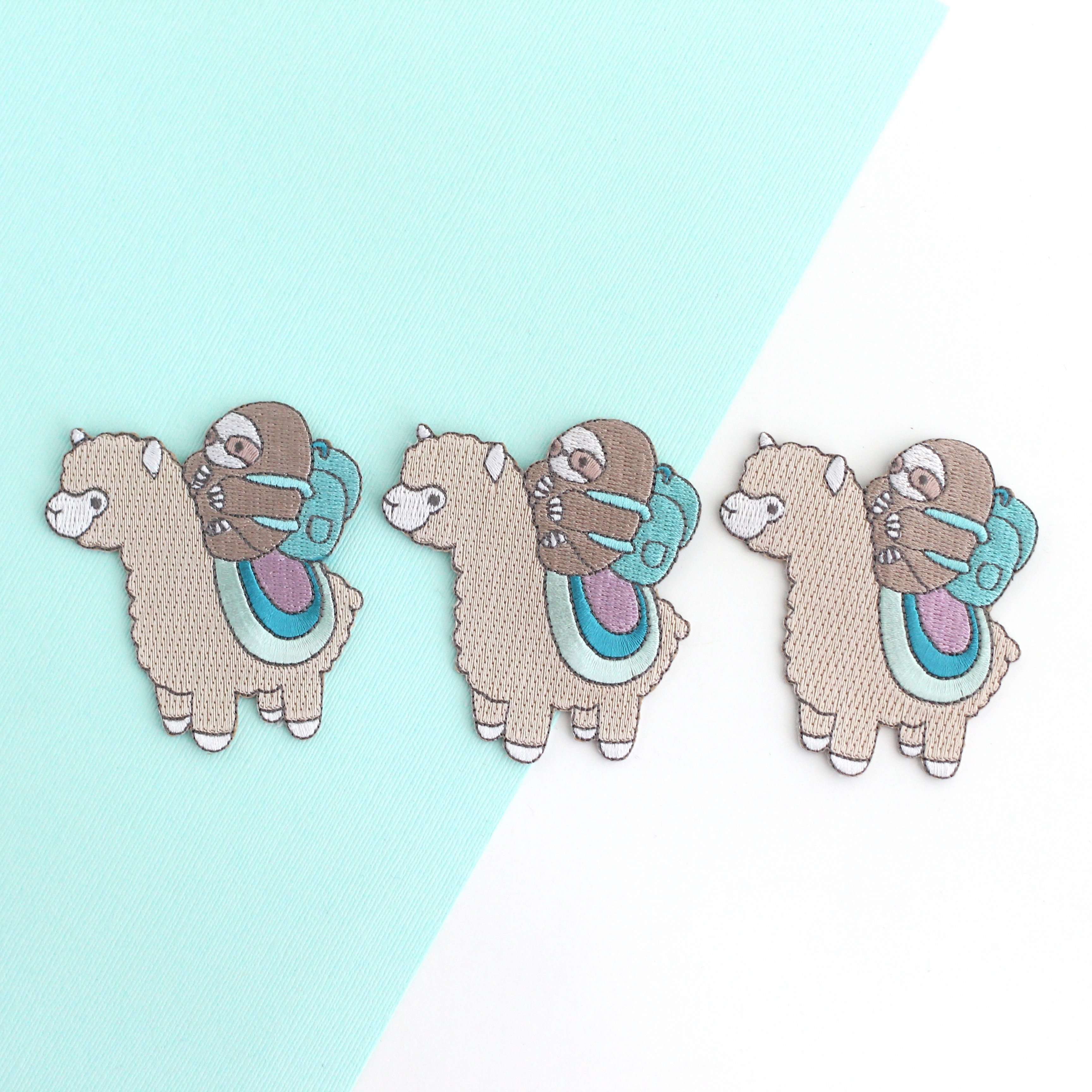 Sloth and Alpaca Adventurer Embroidered Iron-On Patch - Llama Applique ...
