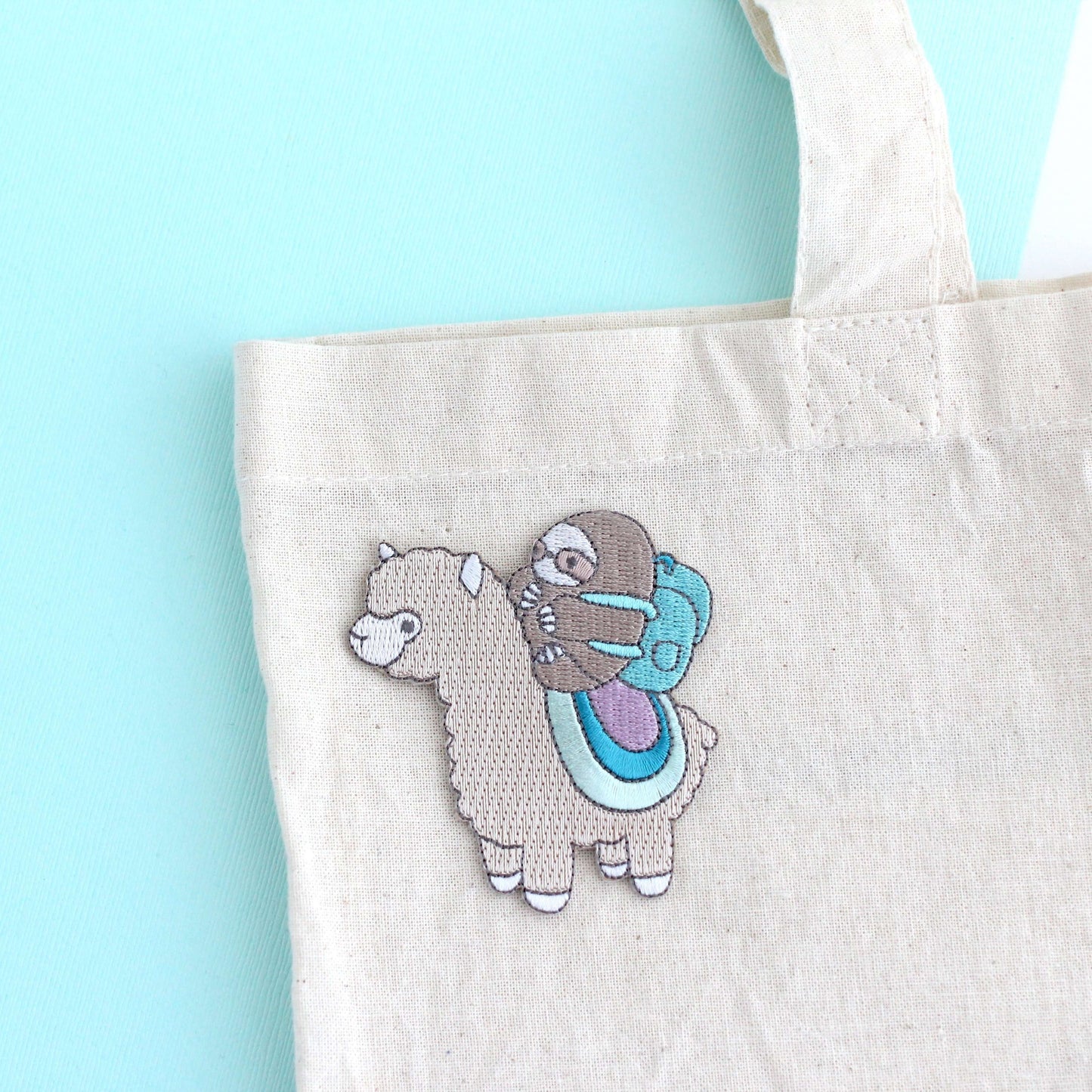 Sloth and Alpaca Adventurer Embroidered Iron-On Patch