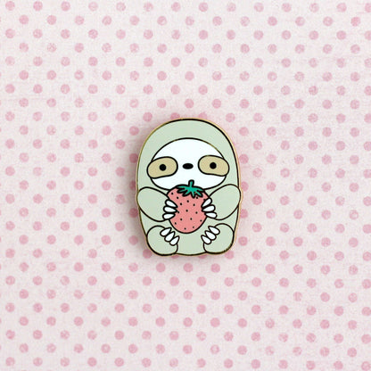 Strawberry Sloth Enamel Pin - Sloth Gift - Cute Animal Pin