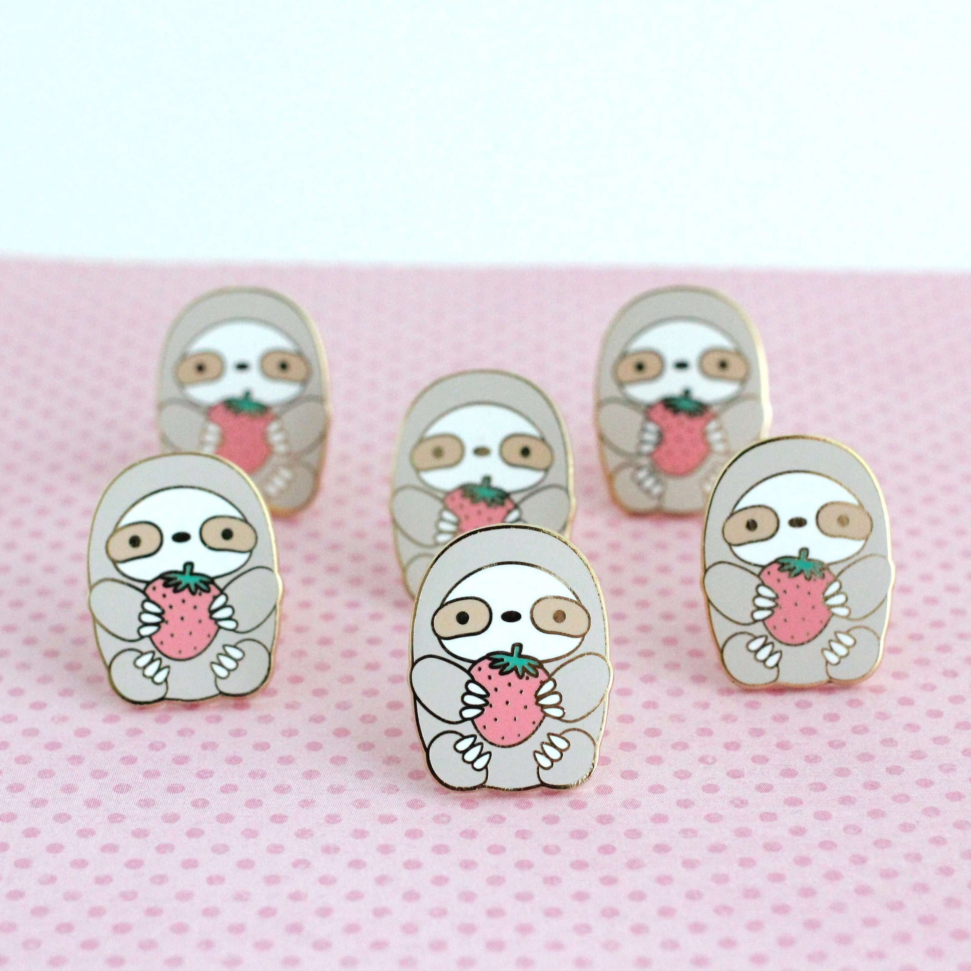 Strawberry Sloth Enamel Pin - Sloth Gift - Cute Animal Pin