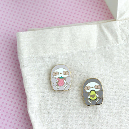 Strawberry Sloth Enamel Pin - Sloth Gift - Cute Animal Pin