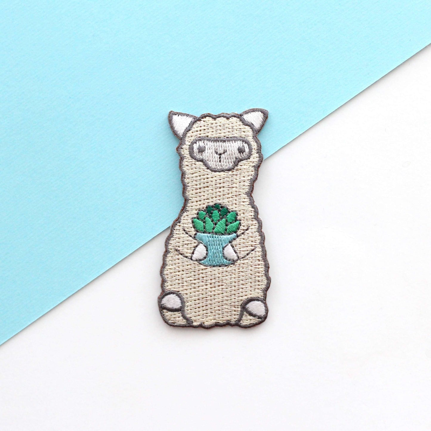 Succulent Alpaca Embroidered Iron-On Patch