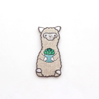 Succulent Alpaca Embroidered Iron-On Patch