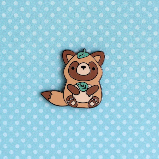 Tanuki Enamel Pin - Japanese Raccoon Dog Pin - Yokai Gift
