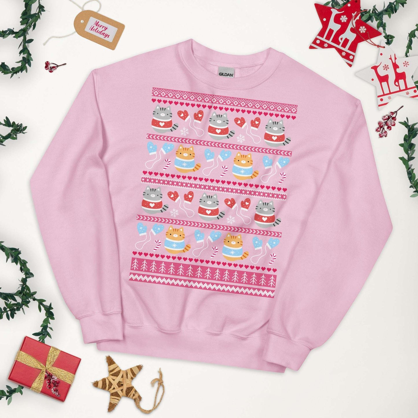 Kittens and Mittens Christmas Sweatshirt - Gift for Cat Lovers by Wild Whimsy Woolies