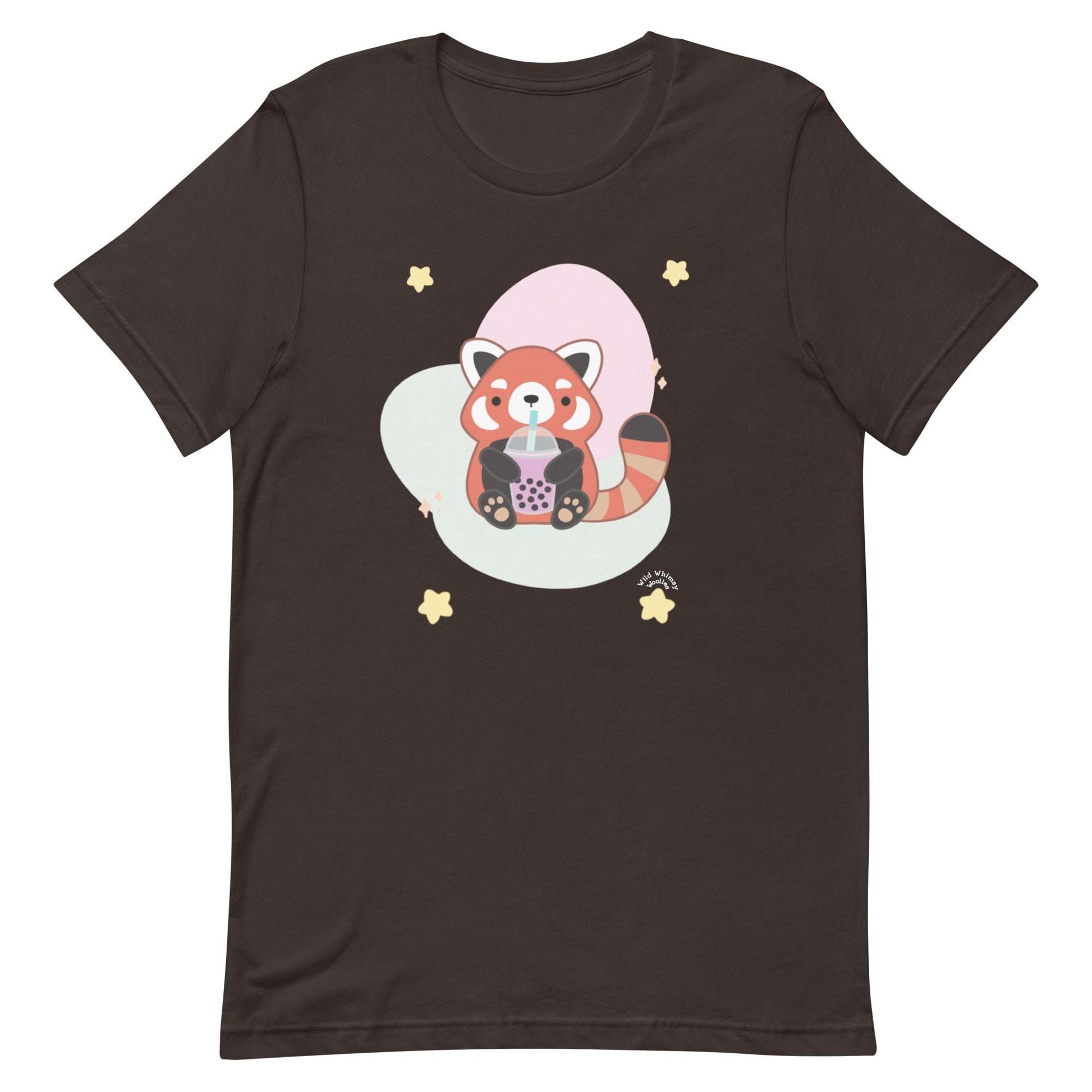 Bubble Tea Red Panda T-Shirt: Brown / S