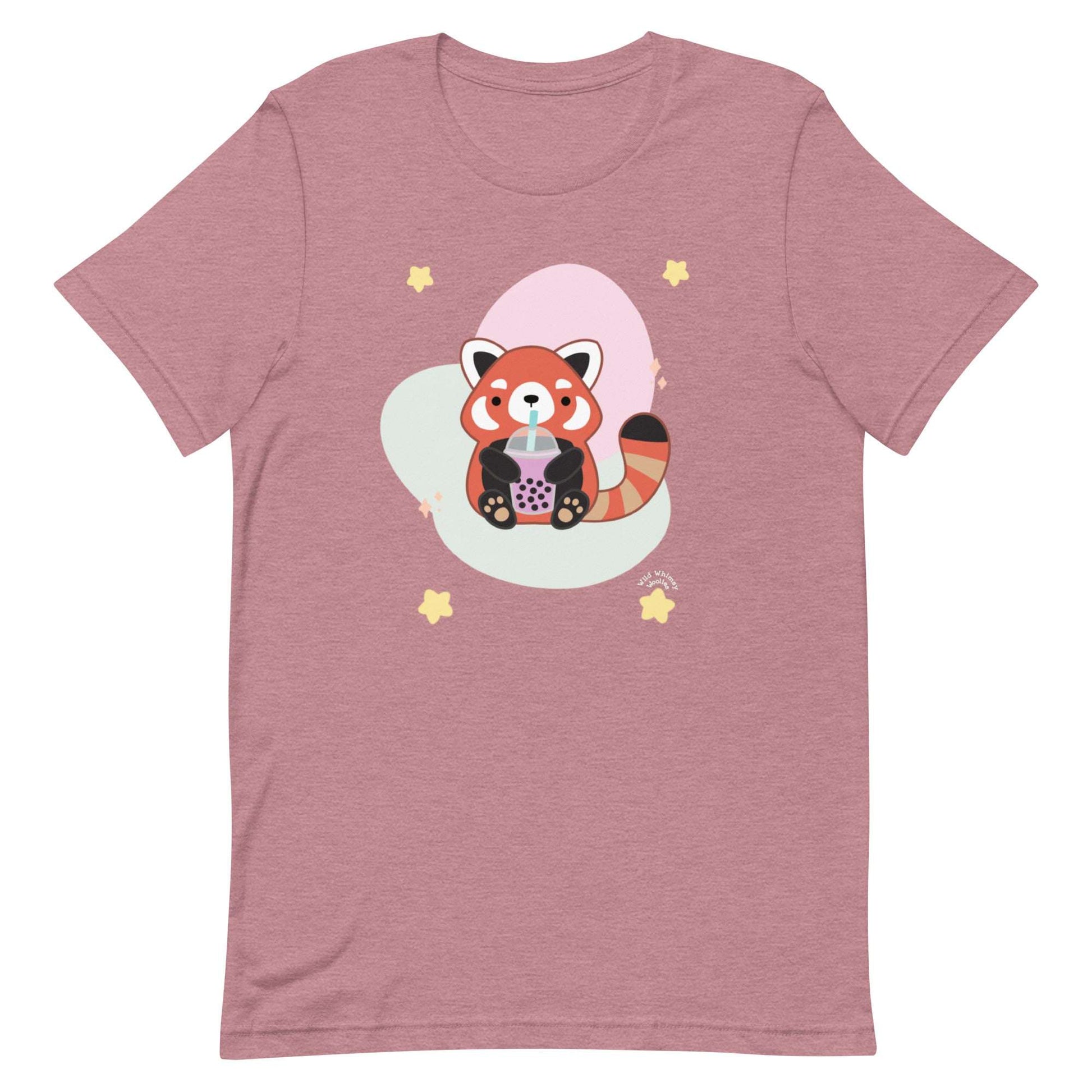 Bubble Tea Red Panda T-Shirt: Heather Orchid / S