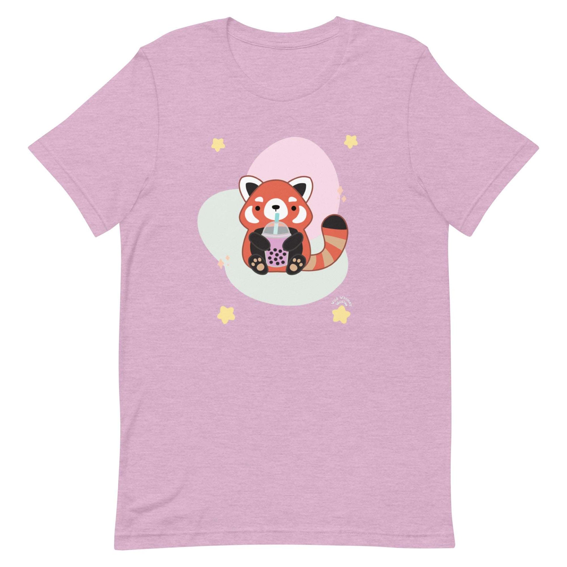 Bubble Tea Red Panda T-Shirt: Heather Prism Lilac / S