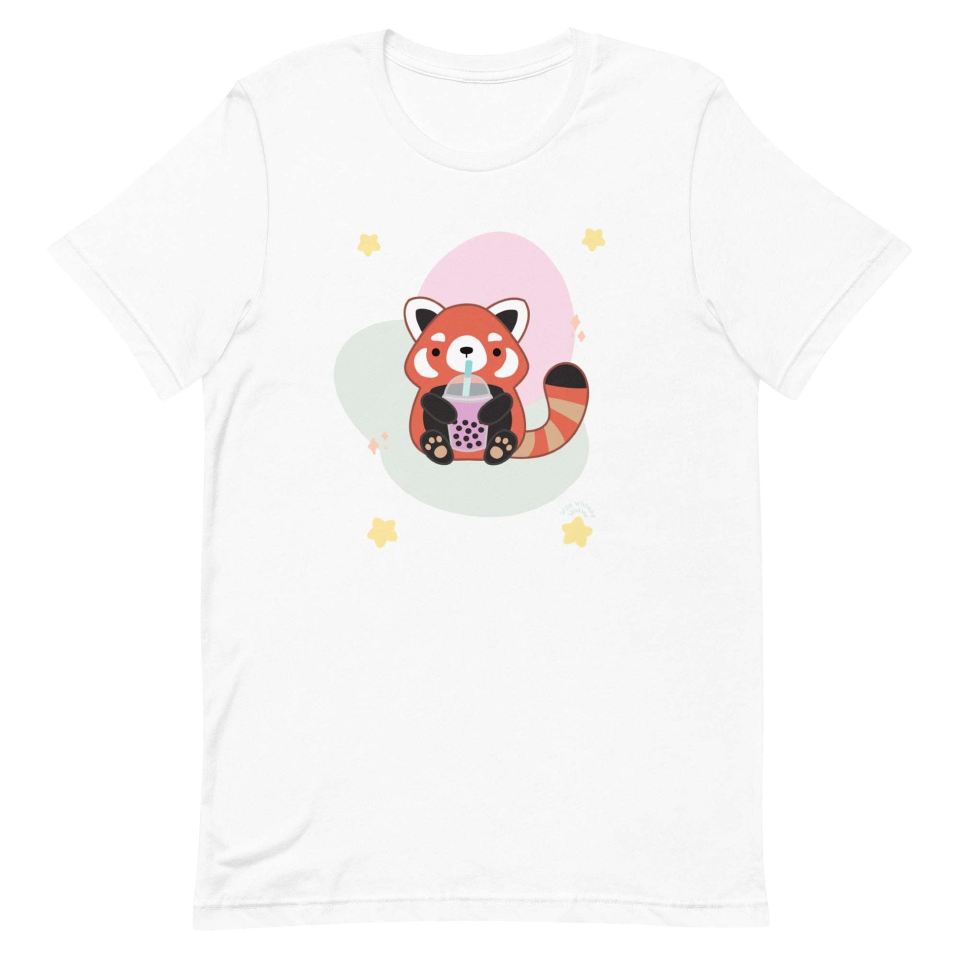 Bubble Tea Red Panda T-Shirt: White / S